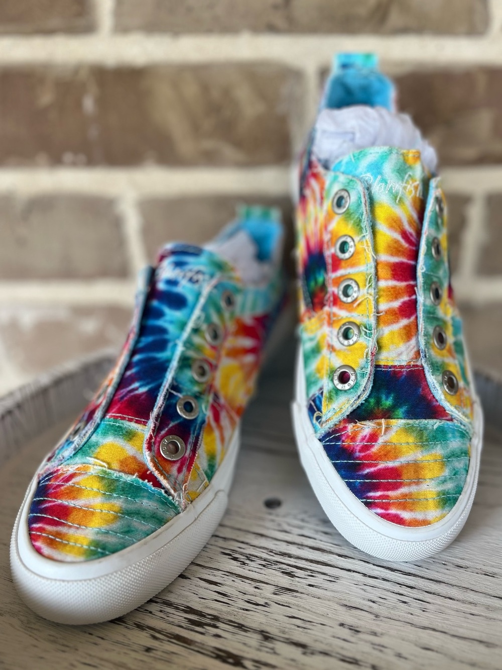 Malibu Blowfish Vibrant Rainbow Tie-Dye Canvas Sneakers